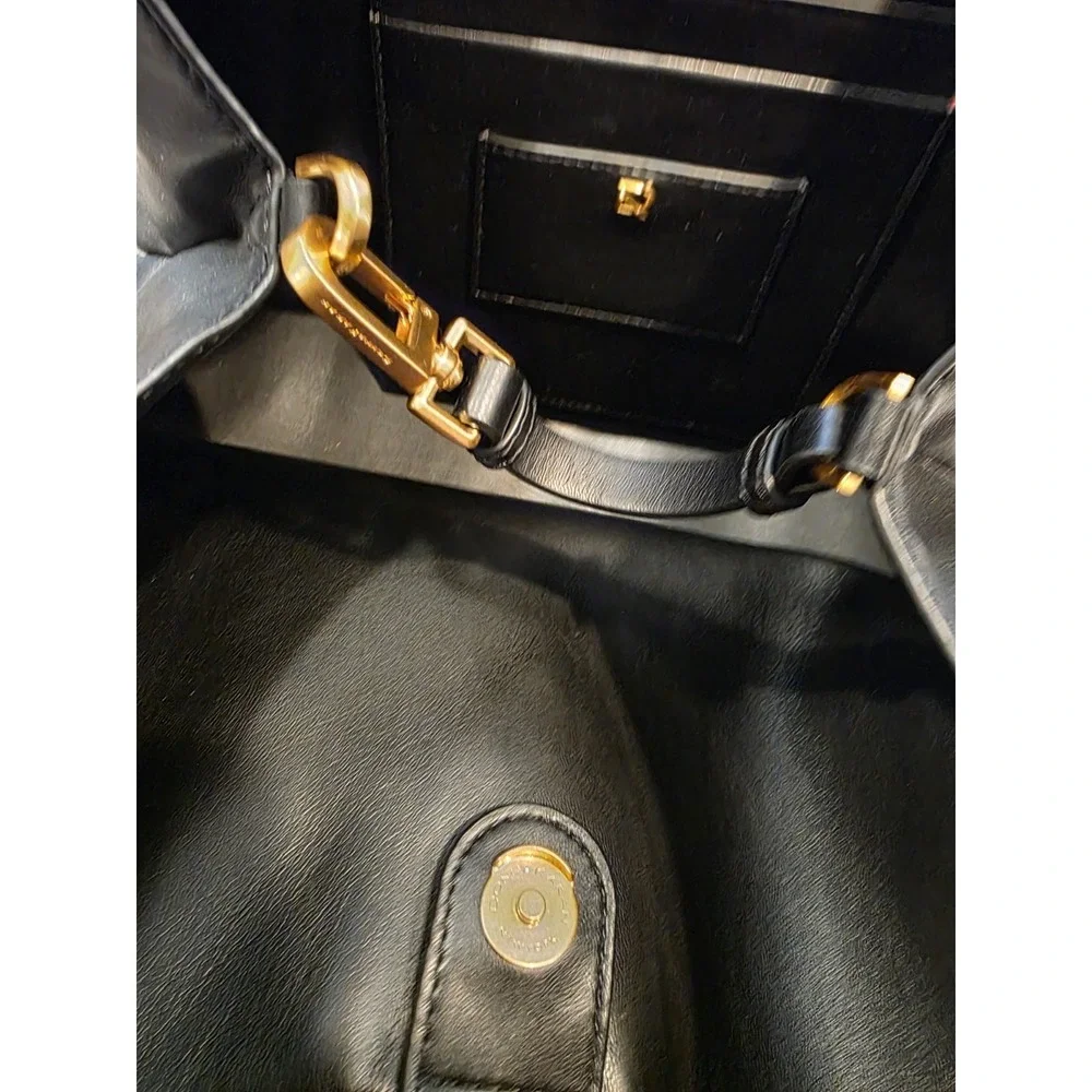 Donna Karan NY Bellarose Hobo Bag Black Leather Boho Purse XL‎ Sholder